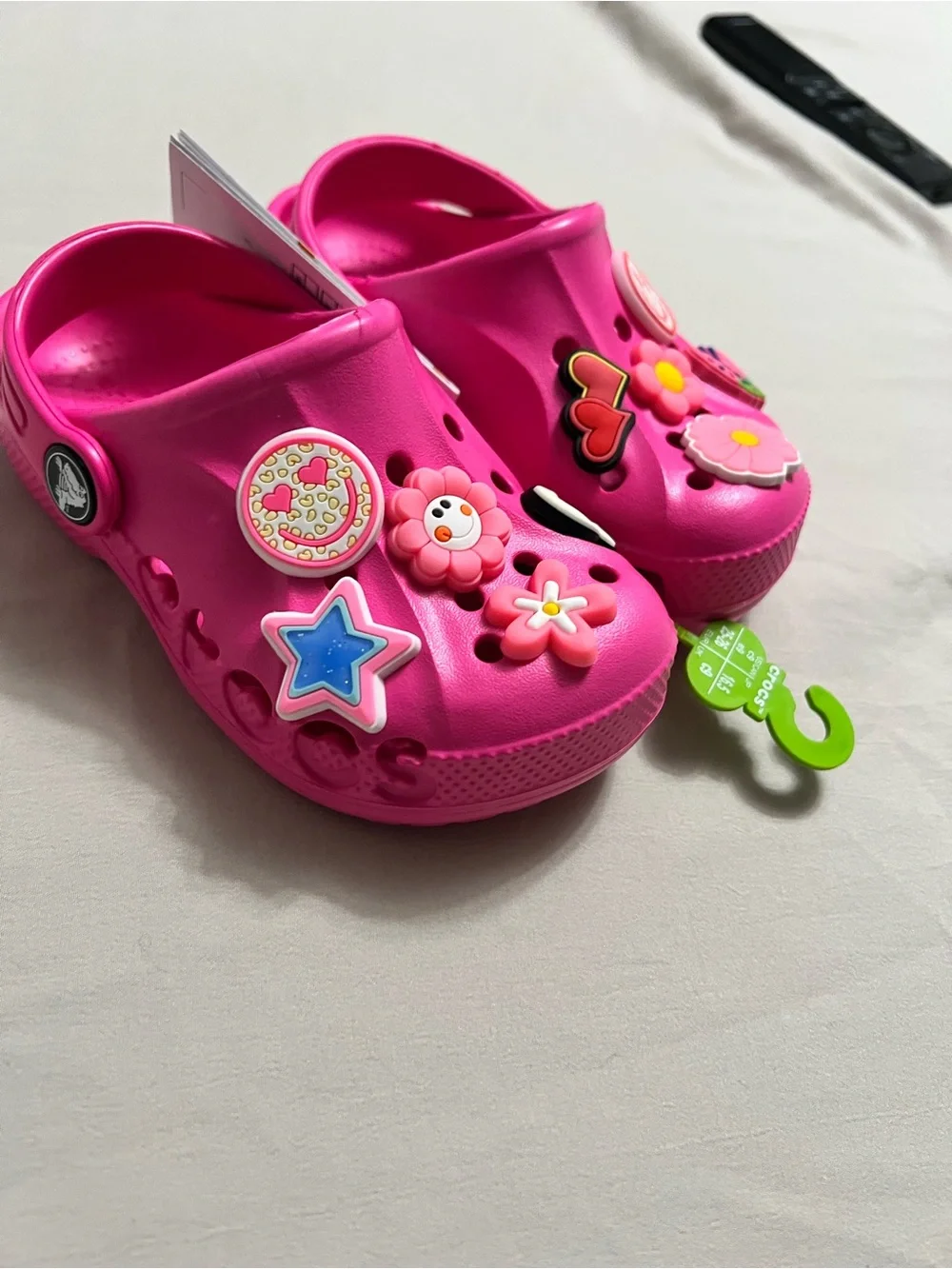 CROCS Kids' Hot Pink Clog Sandals with Decorative Charms